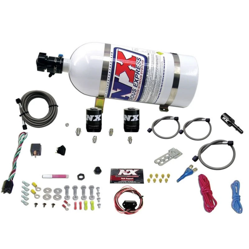 Nitrous Express 11-15 Ford Mustang GT 5.0L Coyote Einzel-Düse-Nitrous-Kit (35-150PS) mit 10lb-Flasche