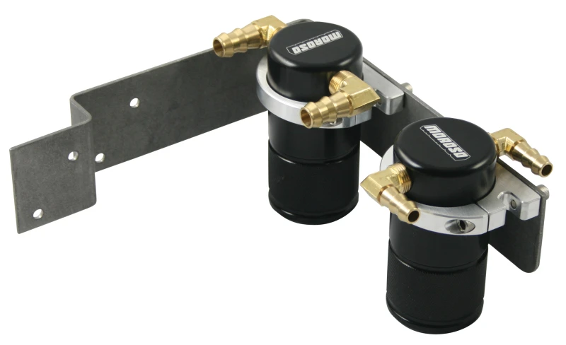Moroso Air/Oil Separator Catch Can for 2008-2014 Subaru STi (w/Top Mount Intercooler) – Billet Aluminium, Black