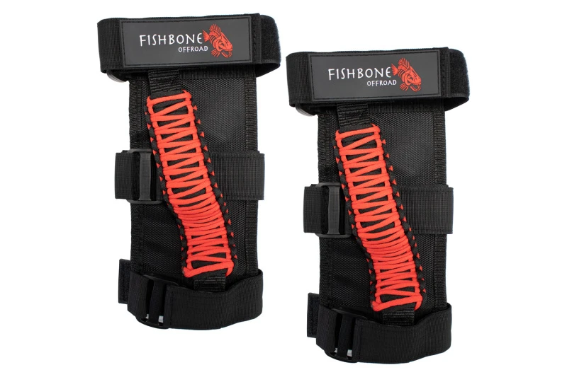 Fishbone Offroad Red Paracord Grab Handles w/ Three Straps