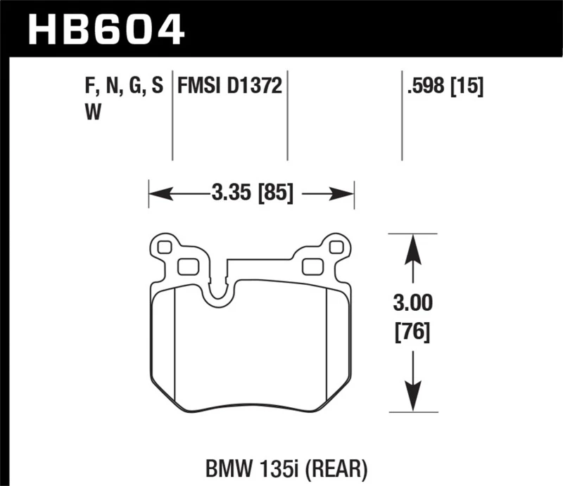 Hawk 08-13 BMW 135i 3.0L Basis Hinten ER-1 Bremsbeläge
