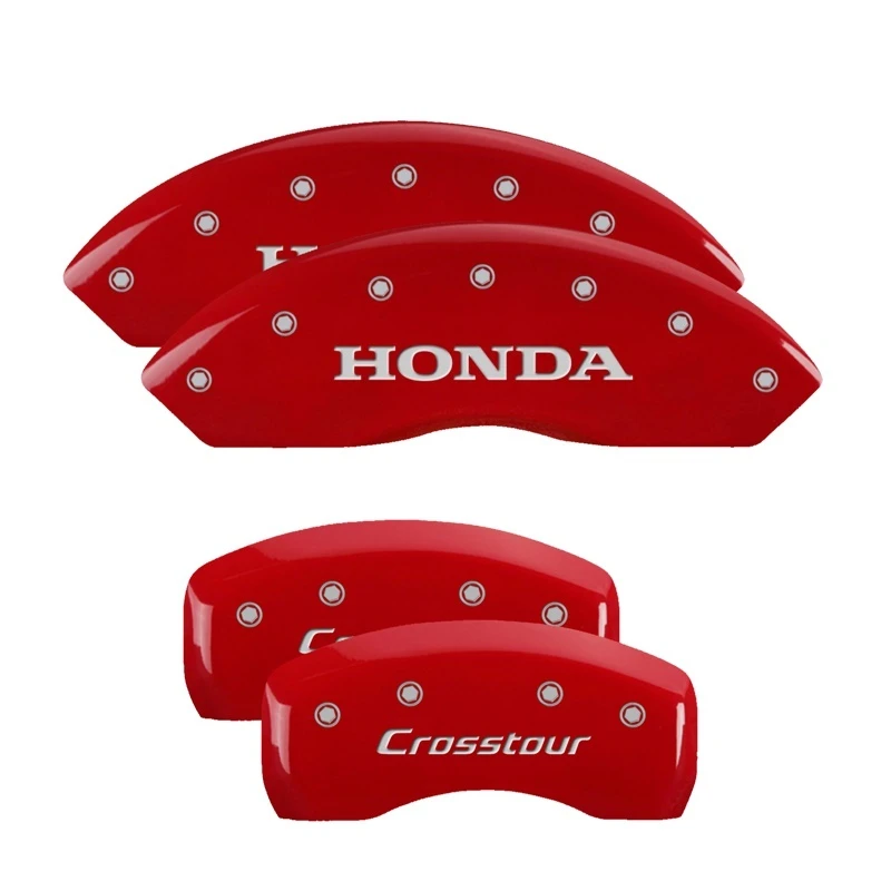 MGP 4 Bremse Caliper Abdeckungen Graviert Vorne Honda Graviert Hinten Crosstour Rot Finish Silber