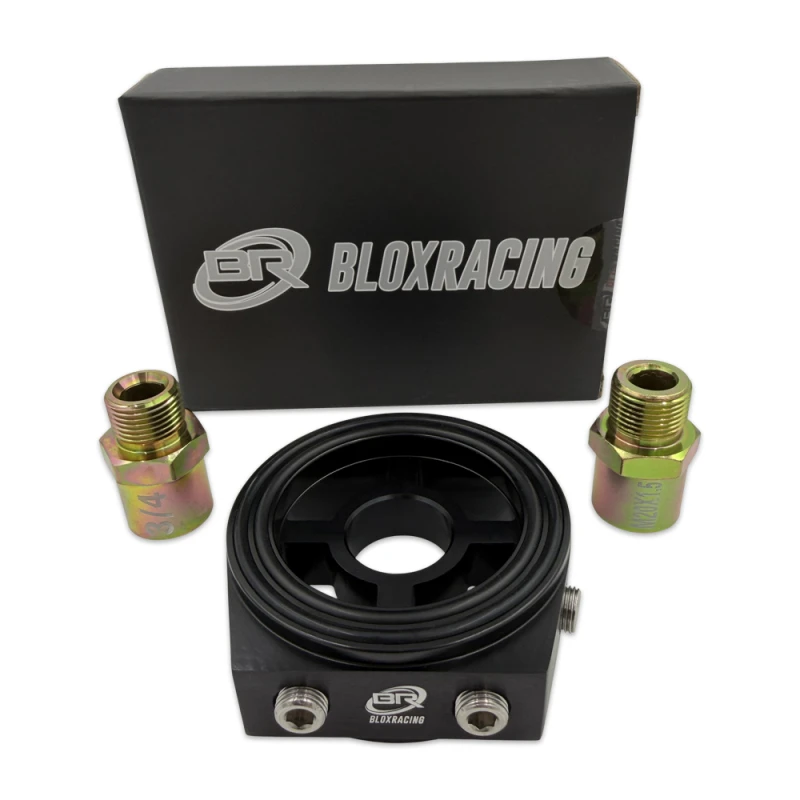 BLOX Racing Ölfilterblock Adapter Schwarz für Öltemperatur & Öldruck