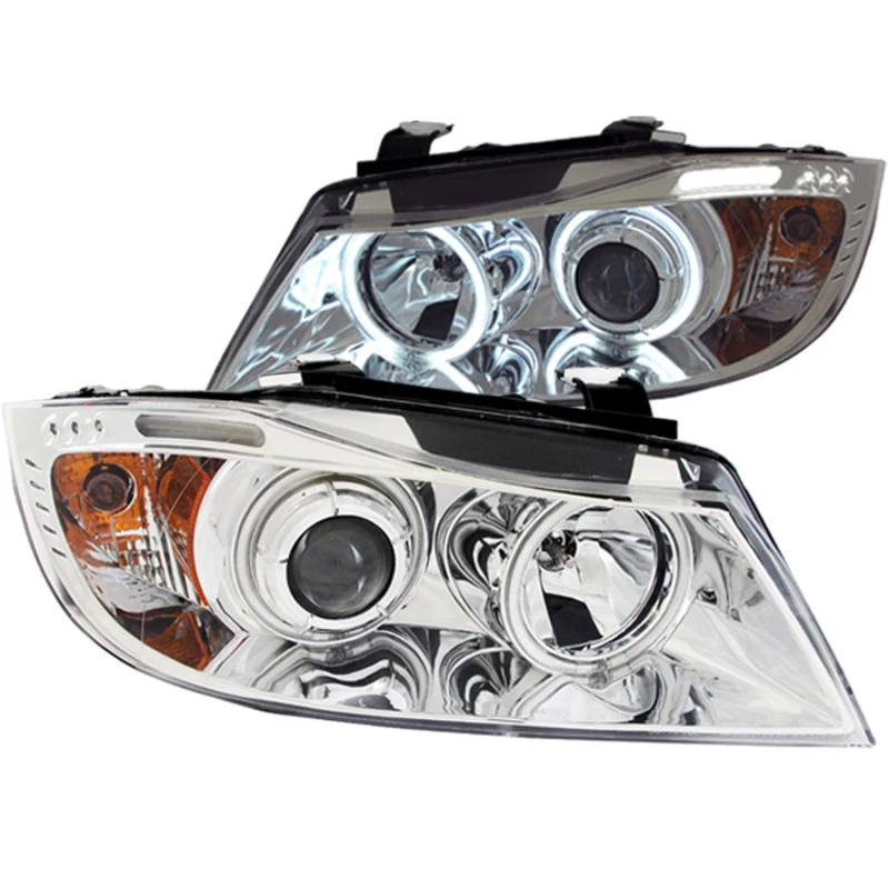 ANZO 2006-2008 BMW 3er Reihe E90-E91 Projektor-Scheinwerfer mit Halo und LED-Leiste Chrom (CCFL)