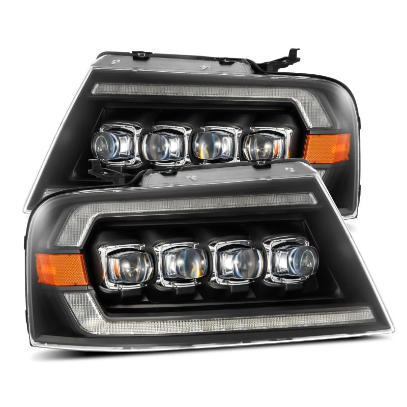 AlphaRex 04-08 Ford F-150 (ohne 2004 Heritage) NOVA-Serie LED-Projektor-Scheinwerfer Alpha-Blk mit Aktiv-Licht / Seq. Sig