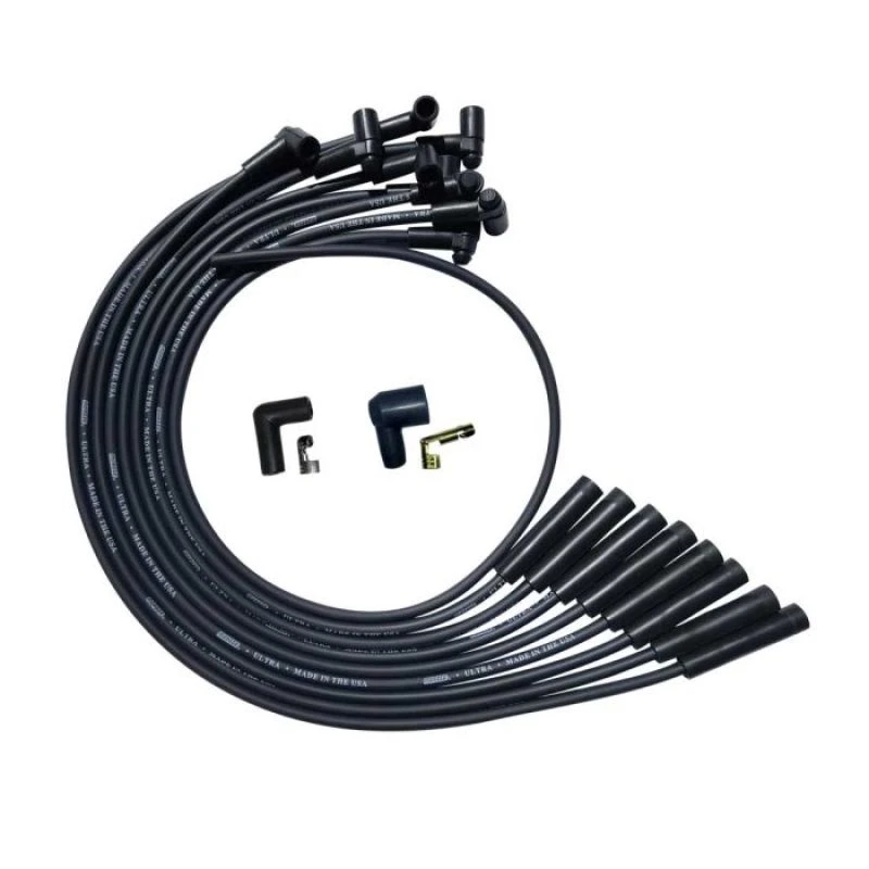 Moroso BBC Over Valve Cover Str Plug End HEI Sleeved Ultra Zündkabelsatz – Schwarz