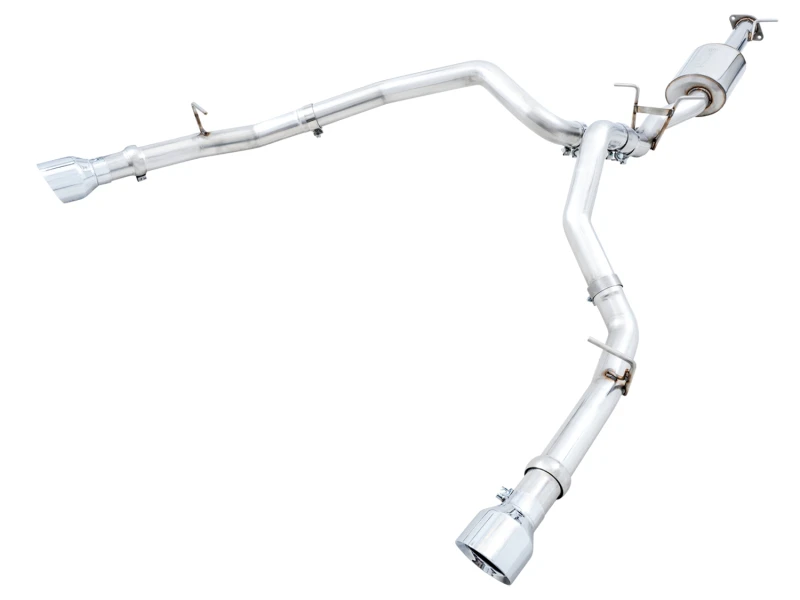 AWE Tuning 19-21 RAM 1500 5.7L (mit Ausschnitten) 0FG Dual Rear Exit Cat-Back Auspuff - Chromsilberne Spitzen