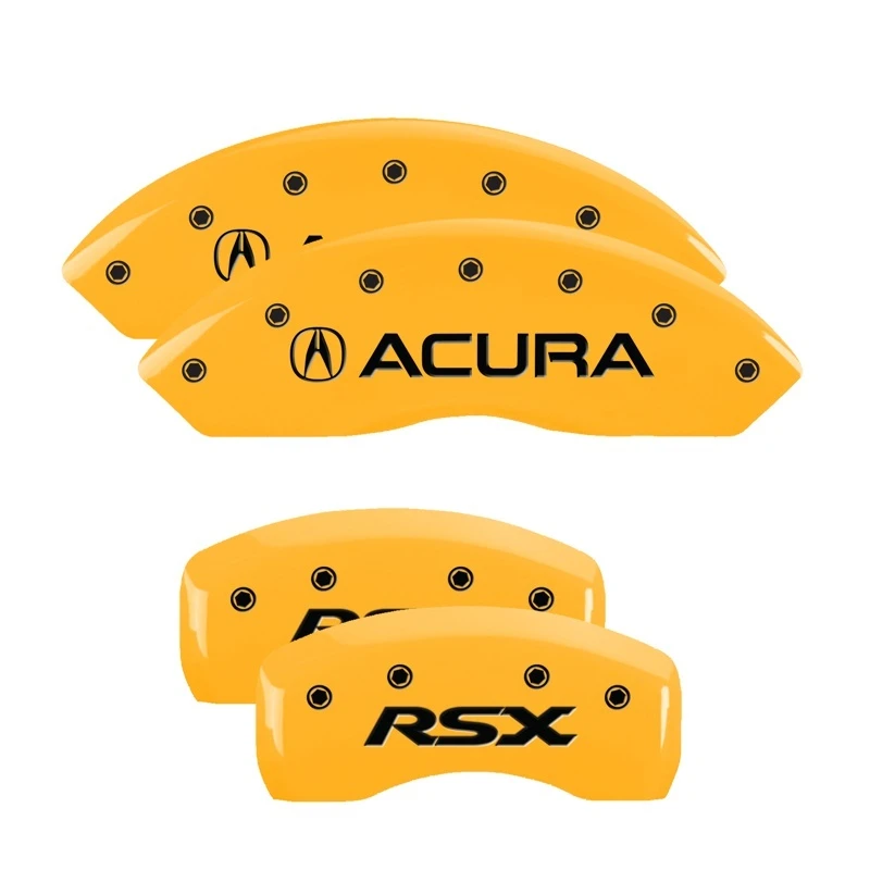 MGP 4 Bremssattel-Abdeckungen Graviert Vorne Acura Hinten RSX Gelb Finish Schwarz Char 2002 Acura RSX