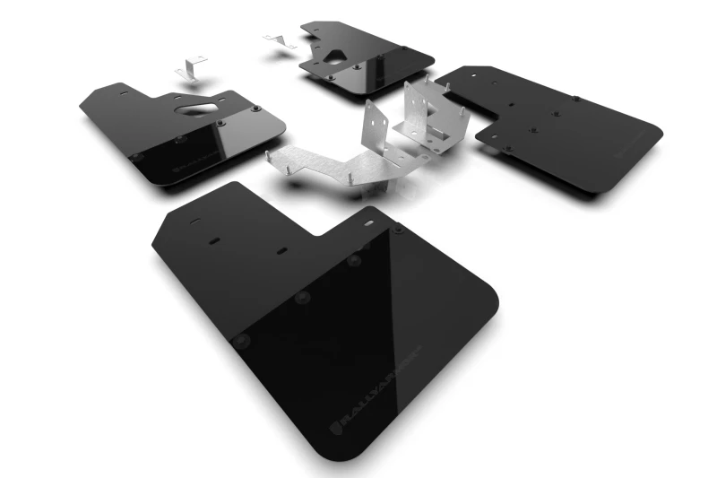 Rally Armor 21-24 Ford Bronco (Kunststoff-Stoßstange + RR - kein Raptor/Sport) Schwarze Schmutzfänger mit Metall-Logo