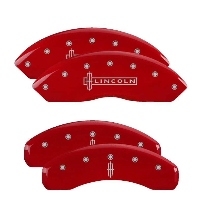 MGP 4 Bremse Caliper Abdeckungen Gravur Vorne Lincoln Gravur Hinten Star-Logo Rot Finish Silber