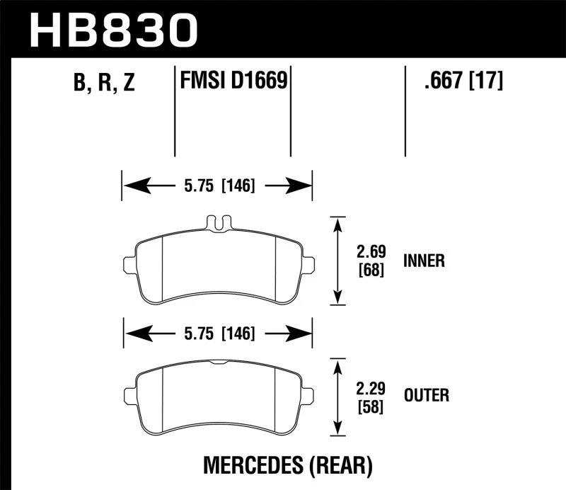 Hawk 13-16 Mercedes-Benz SL63 AMG/SL65 AMG Leistungskeramik-Straßen-Bremsbeläge hinten