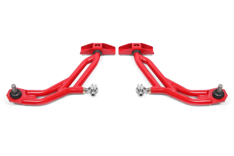 BMR 10-14 Ford Mustang Adj. Lower A-Arms Delrin/Rod End w/ 19mm STD. Ball Joint - Red