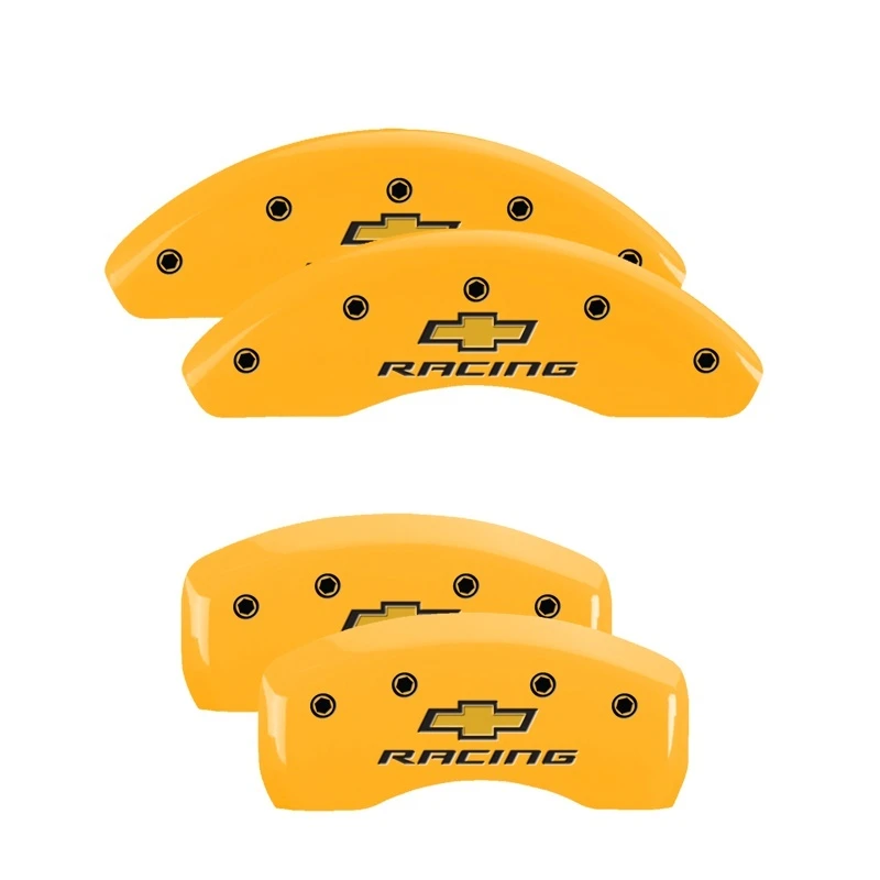 MGP 4 Bremse Caliper Abdeckungen Graviert V & H Chevy Racing Gelb Finish Schwarz Char 2019 Chevrolet Bolt EV