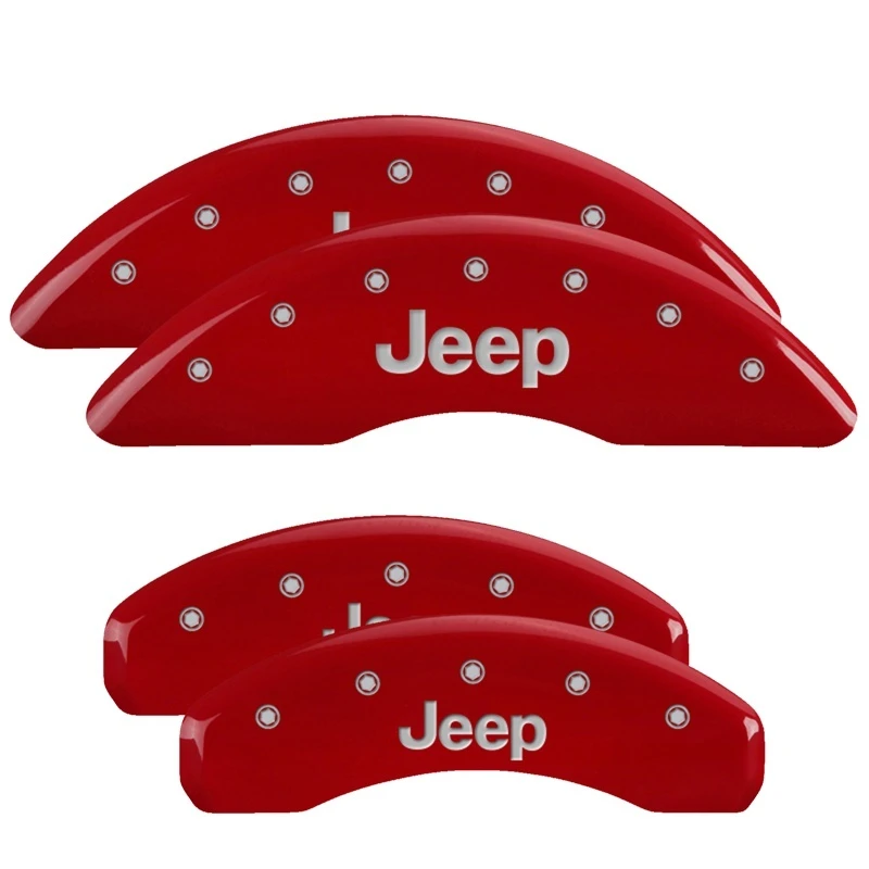 MGP 4 Bremssattel-Abdeckungen mit JEEP-Logo, rot eloxiert, silberne Schrift