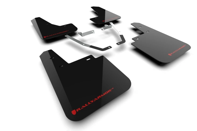 Rally Armor - 2024 für Subaru Crosstrek (Wilderness Only) Schwarzes UR-Schmutzfänger mit rotem Logo - Kein Bohren erforderlich
