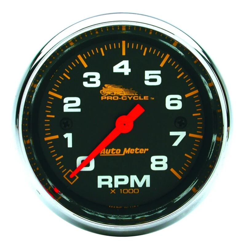 Autometer Pro-Cycle Gauge Tach 2 5/8in 8K Rpm 2&4 Cylinder Black