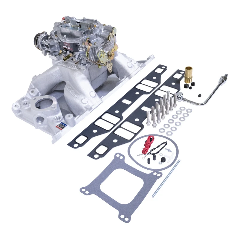 Edelbrock Ansaugkrümmer- und Vergaser-Kit Performer RPM Air-Gap Small Block Chrysler Naturfinish