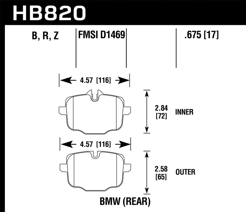 Hawk 12-17 BMW M6 / 14-17 BMW M6 Gran Coupe / 13-16 BMW M5 HPS 5.0 Hintere Bremsbeläge