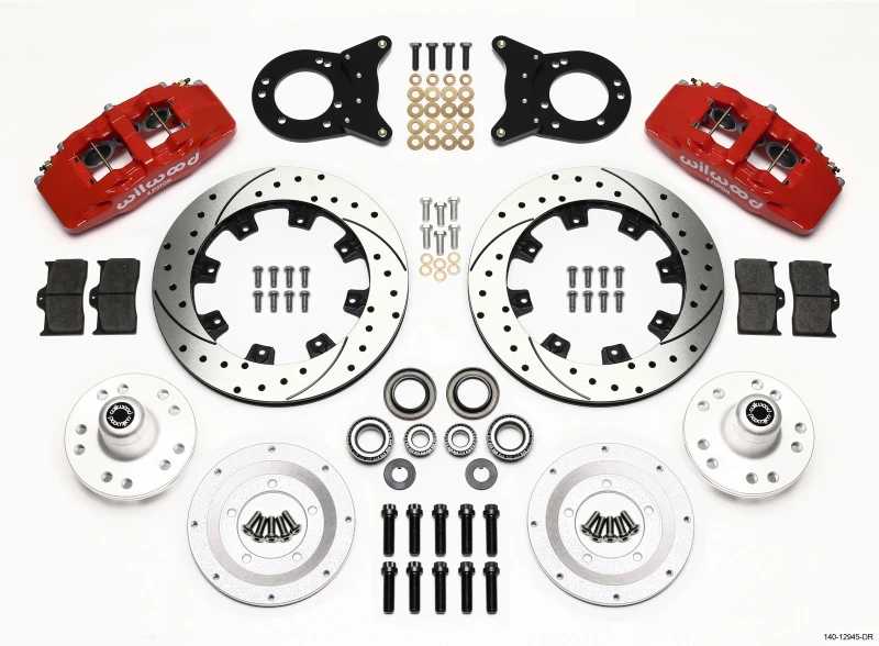 Wilwood Dynapro 6 Vorderes Naben-Kit 12,19 Zoll Bohrung Rot 1970-1973 Mustang Scheibe & Trommel-Spindel
