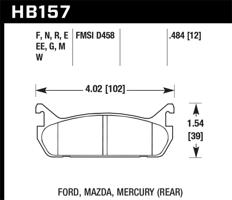Hawk 94-96 Ford Escort GT/Mercury Tracer HPS 5.0 Hinteren Bremsbeläge