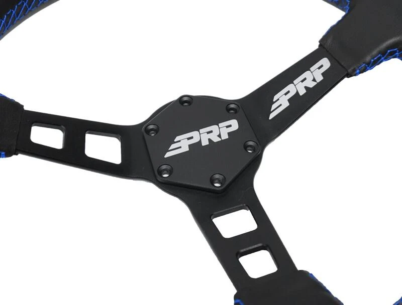 PRP Deep Dish Leather Steering Wheel - Blue