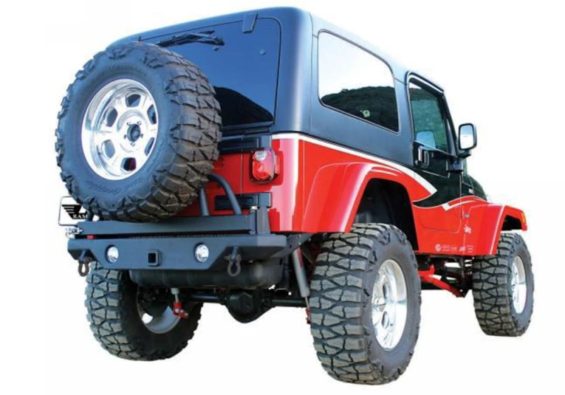 Rampage Recovery Bumper Heck mit Schwenktrage für 1987–1995 Jeep Wrangler (YJ) – Schwarz