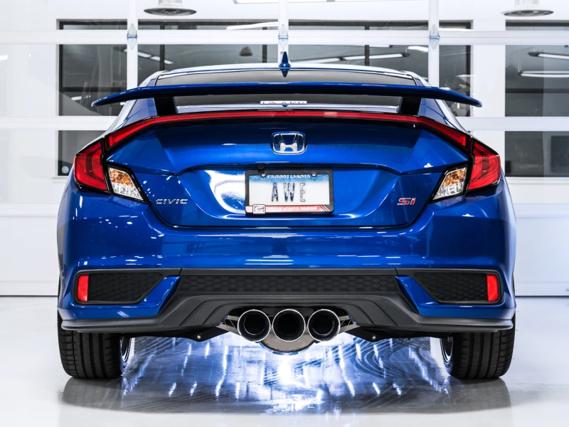 AWE Tuning 17-20 Honda Civic Si 1,5L Turbo Dual-to-Triple Tip Umwandlungskit - Chrom-Silber-Spitze