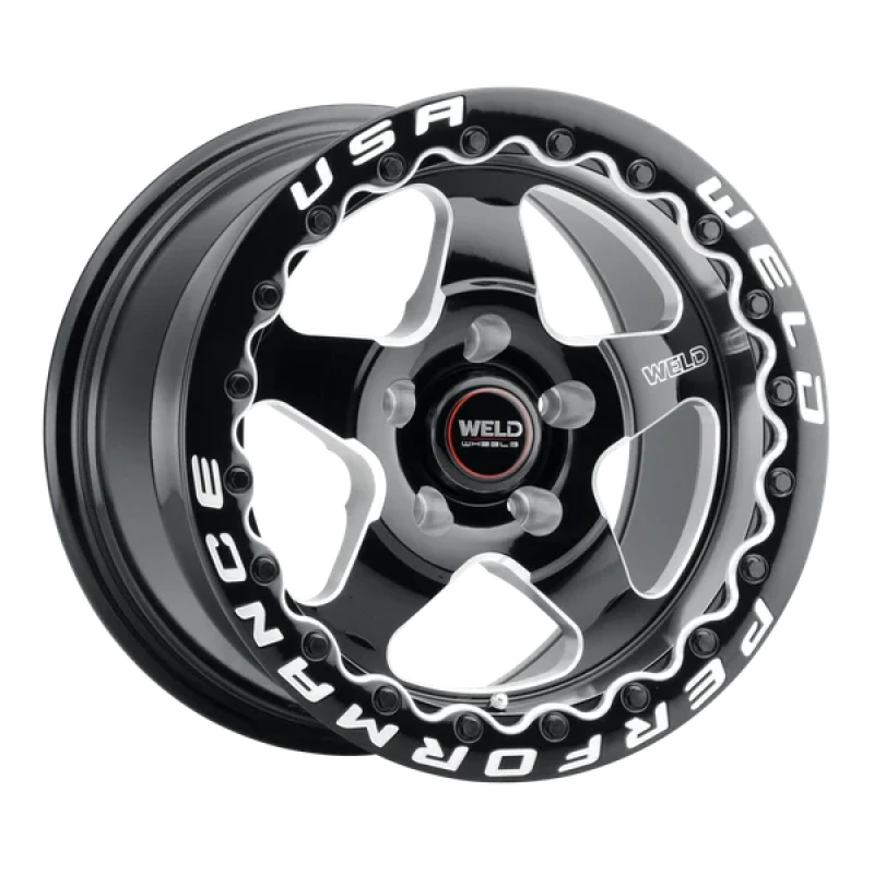Weld S904 17x10 Ventura Beadlock 5x114.3 ET 49 BS 7.42 Gloss BLK MIL DIA 78.1