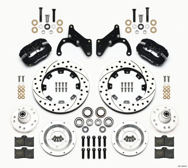 Wilwood Forged Dynalite Vorderrad-Kit 12,19 Zoll gebohrt 69-70 Impala Trommel/Scheibe 69-82 Vette