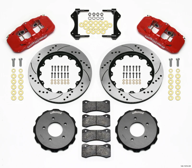 Wilwood AERO6 Vordere Hut Kit 14,00 gebohrt Rot 99-06 BMW E46