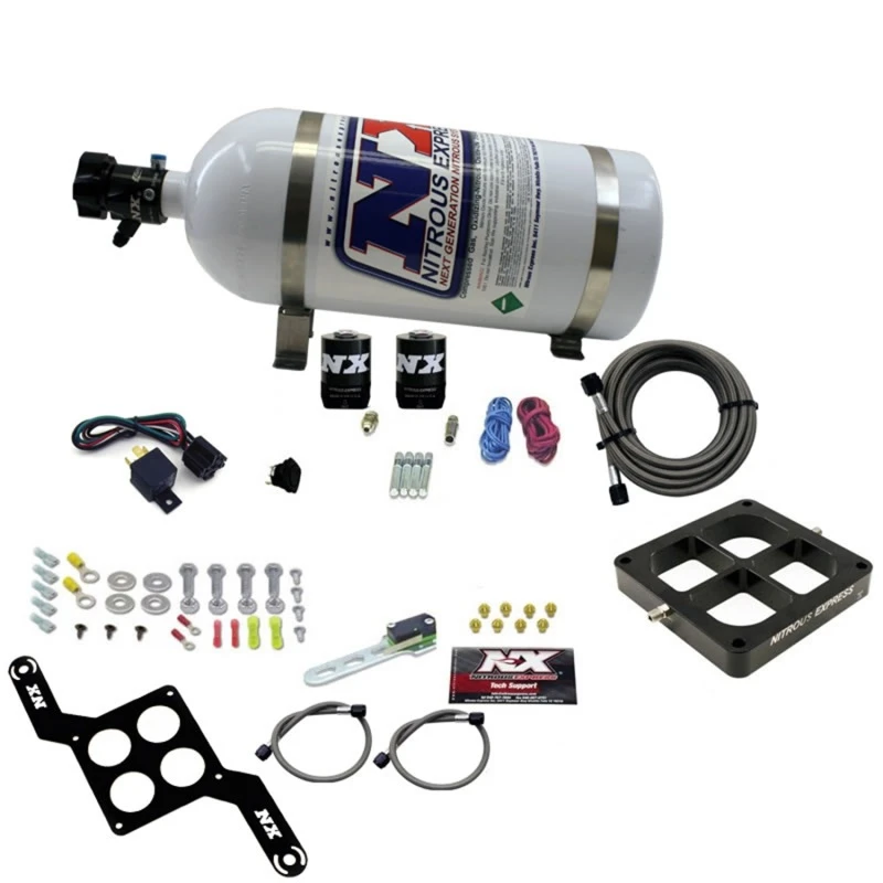 Nitrous Express Dominator Einzelaufnahme-Crossbar Pro-Power Nitrous Kit (100-500PS) mit 10lb-Flasche