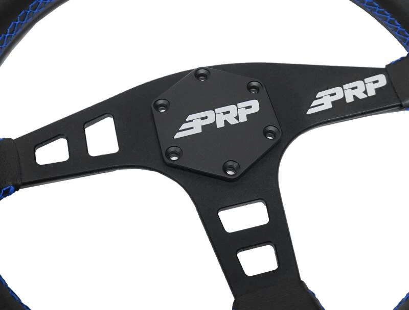 PRP Flat Leather Steering Wheel - Blue
