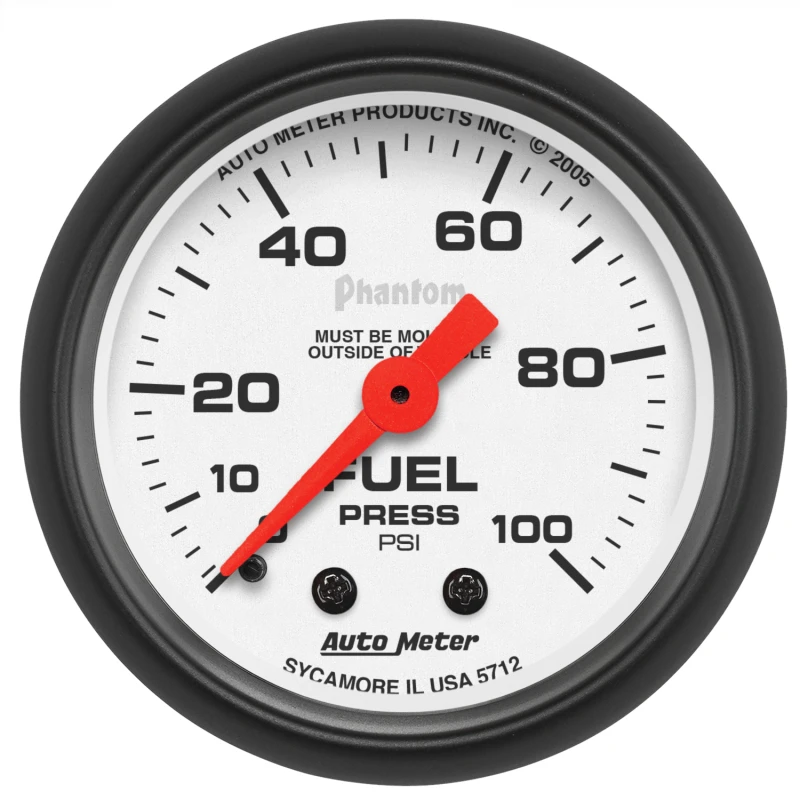 Autometer Phantom 52mm 100 PSI Mechanical Fuel Pressure Gauge