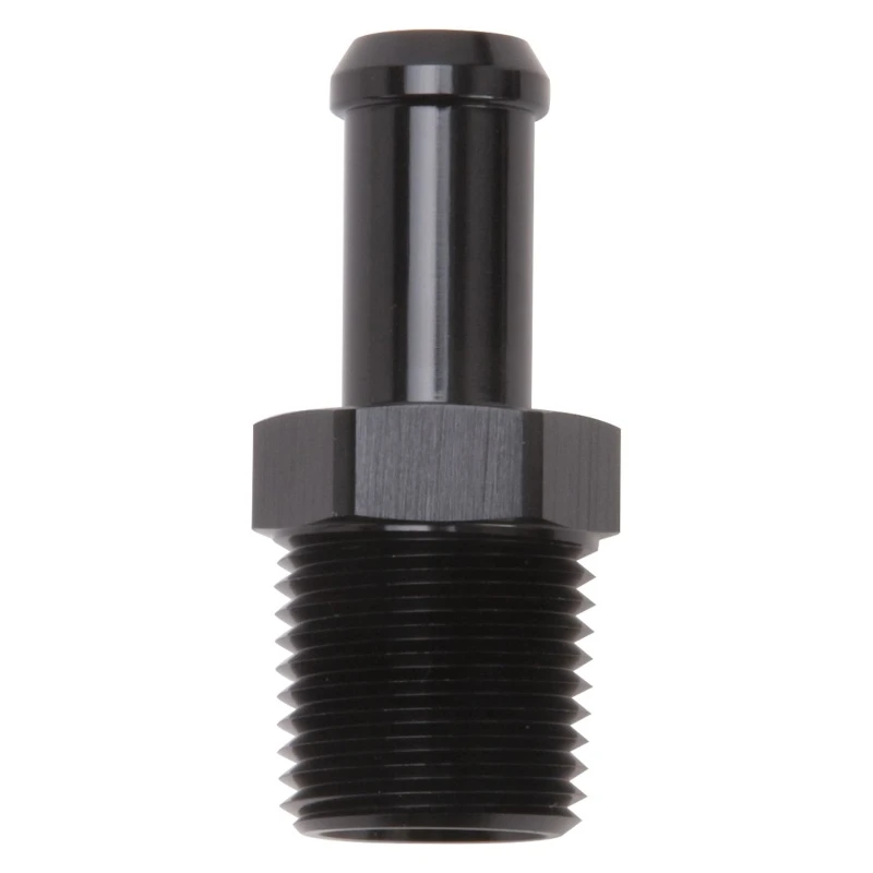 Edelbrock Schlauchendgerade 1/2 Zoll NPT auf 1/2 Zoll Barb Schwarz eloxiert