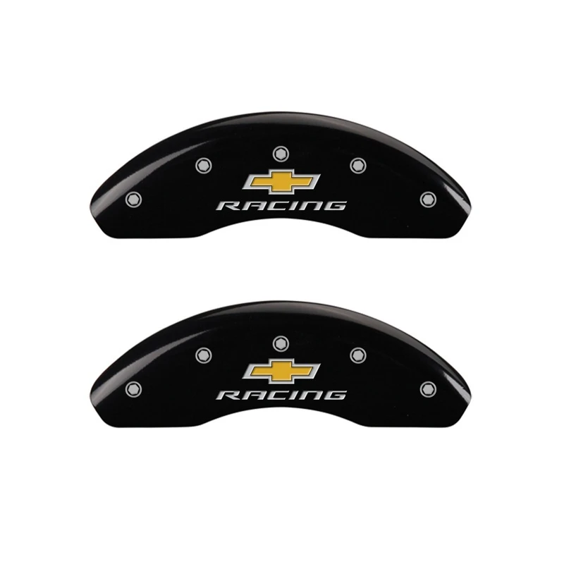 MGP Vorderseite 2 Bremse Caliper-Abdeckungen Graviert Vorderseite Chevy Racing Schwarz finish silber ch