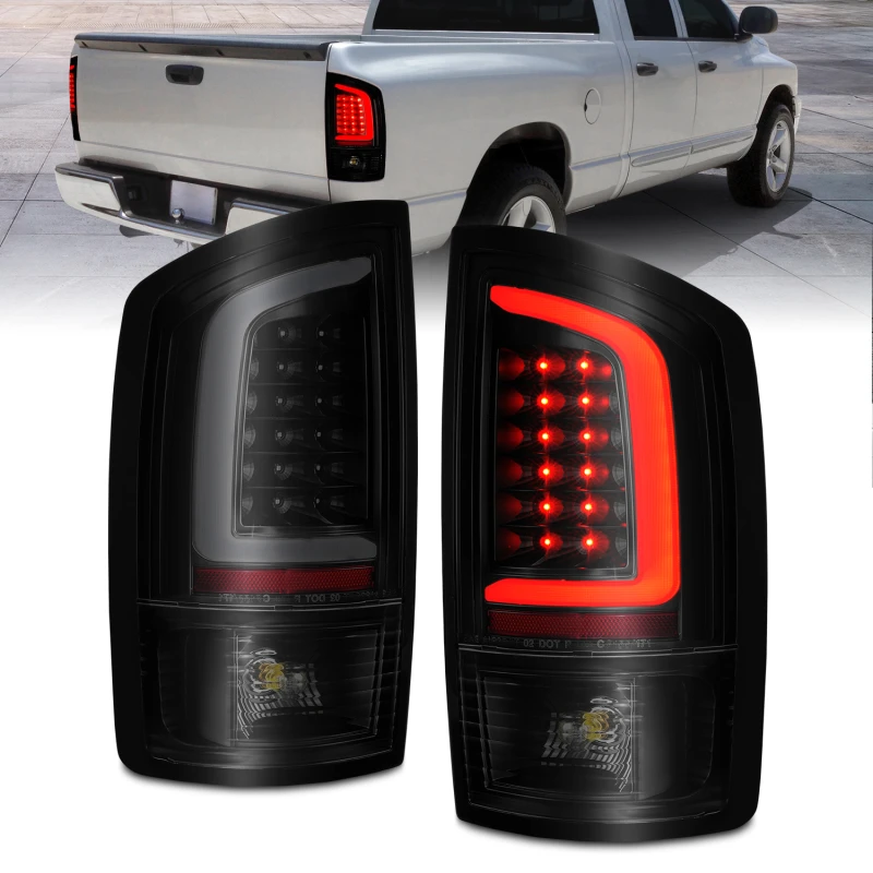 ANZO 2002-2006 Dodge Ram 1500 LED-Rückleuchten mit Leuchtleiste Schwarzgehäuse Rauchglas