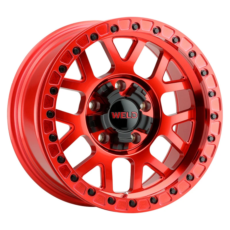 Weld Off-Road W905 17X9 Cinch Beadlock 6X135 6X139.7 ET-12 BS4.50 Candy Rot / Roter Ring 106.1