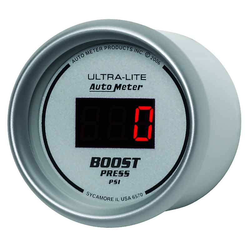 Autometer Ultra-Lite 2-1/16in 5-60 PSI Digital Boost Pressure Gauge - Silver