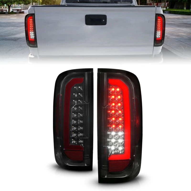 ANZO 15-21 Chevrolet Colorado Voll-LED-Rückleuchten mit roter Lichtleiste, schwarzes Gehäuse, Rauchglas