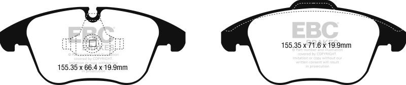 EBC Ultimax2 Frontbremsbeläge für 2016+ Jaguar XE-Type 2.0T (zur Verwendung mit 12,4 Zoll Rotoren)