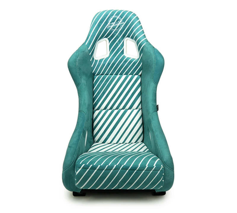 NRG FRP Bucket Seat 20 Year Anniversary Microfiber Grün mit Weißem Streifen & Pfeildesign Medium
