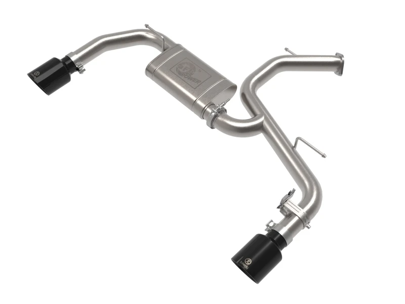 aFe Takeda Hyundai Elantra N 22-23 L4-2.0L (t) 3-Zoll-Edelstahl-Achse-Endschalldämpfer-System mit schwarzen Endstücken