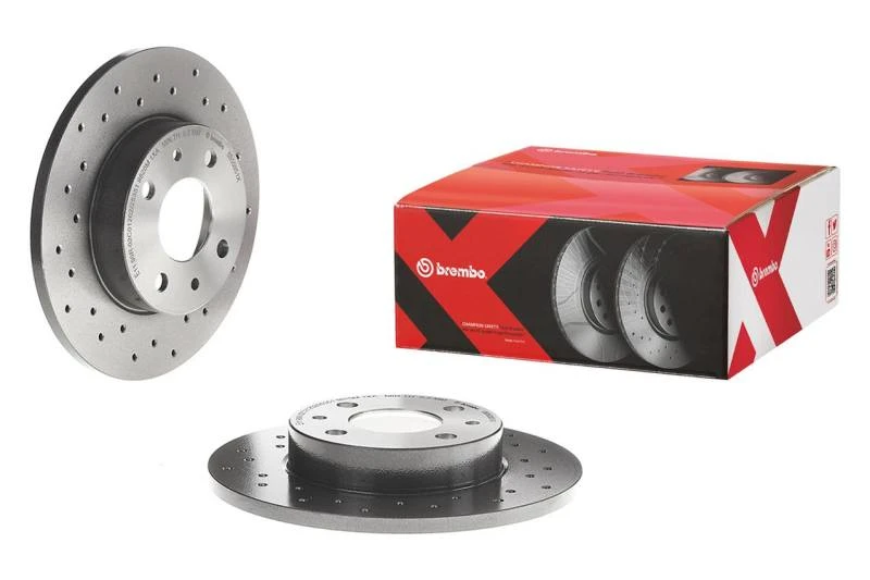 Brembo 06-11 Audi A6/05-08 A6 Quattro Hinterer Premium Xtra Cross-Bohrer UV-beschichteter Rotor