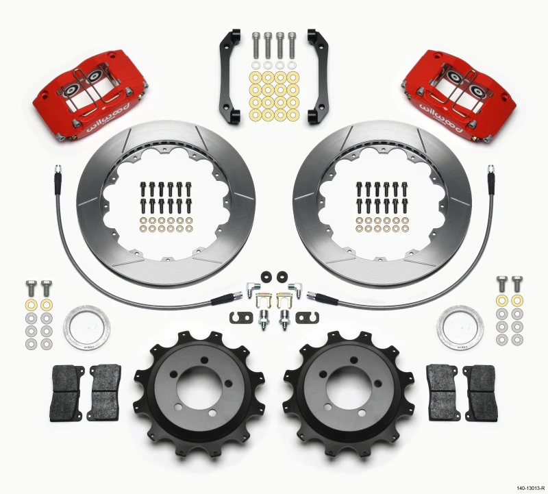 Wilwood Dynapro Radial Rear Kit 12.88in Red for 2006-2007 Subaru WRX w/Lines