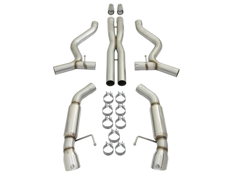 aFe MACHForce XP 3 Zoll Aggressiver Ton Cat-Back Auspuff mit Polierten Endrohren 15-17 Ford Mustang V6/V8