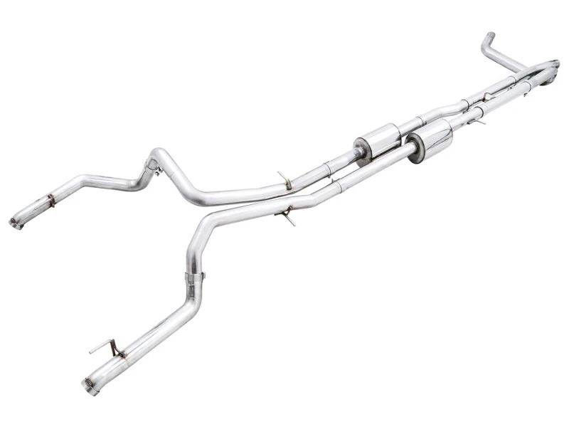 AWE Tuning 22-23 GMC Sierra 1500 AT4X 6.2L 0FG Katback-Doppelausgang (Flacher Stoßfänger) - Bashguard(Ohne Endrohre)
