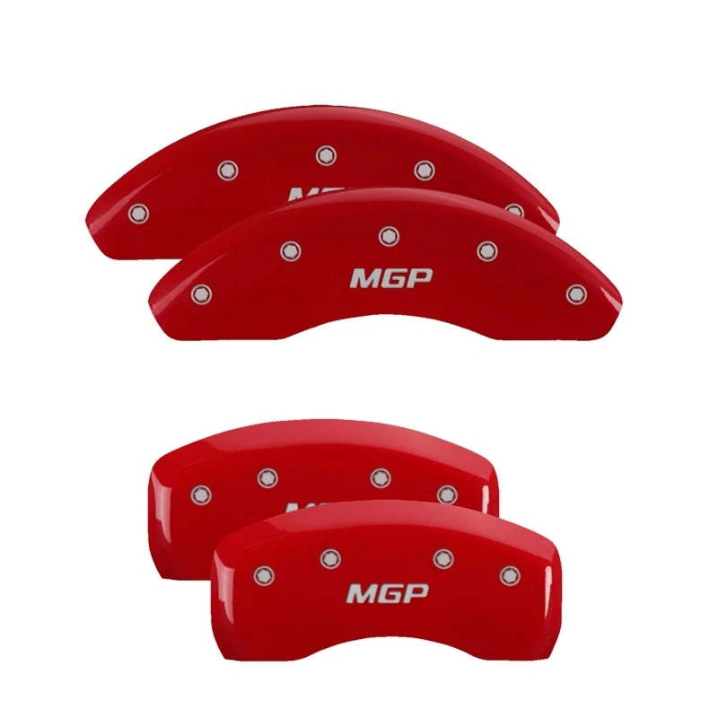 MGP 4 Bremse Caliper Abdeckungen Gravur Vorne & Hinten MGP Rot finish silber ch