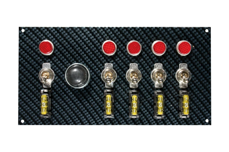 Moroso Toggle Switch Panel - Dash Mount - Grey/Black Fiber Design