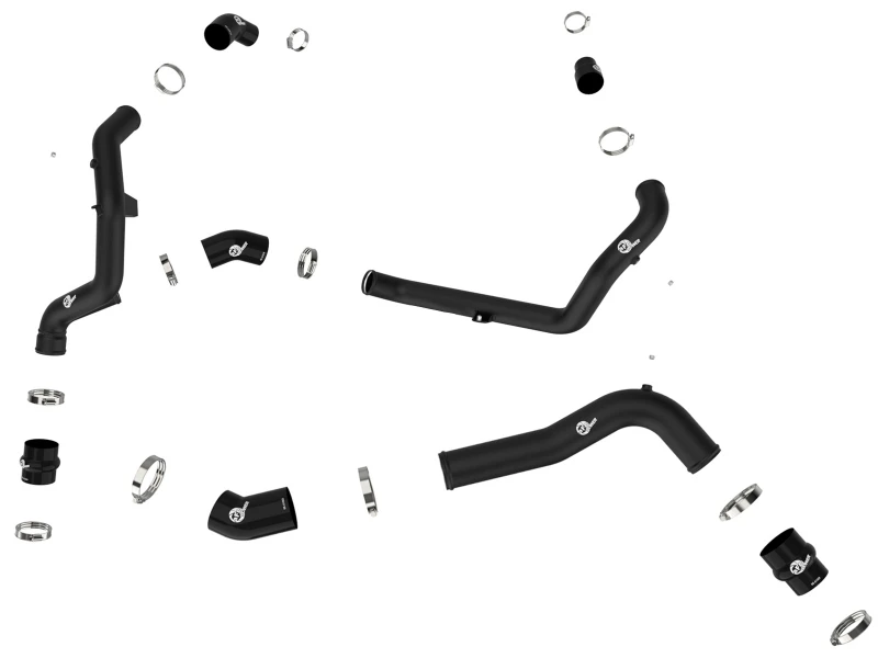 aFe 22-23 Ford Explorer BladeRunner Aluminium Heiß- und Kaltladeluftrohr-Kit - Schwarz