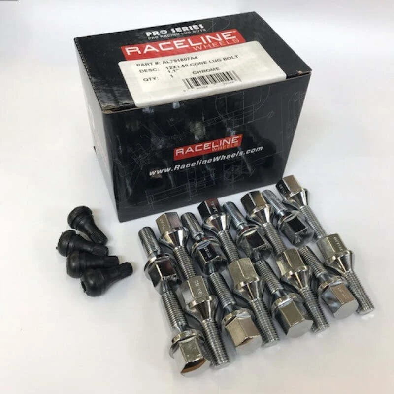 Raceline 12x1.50 1.1in Cone Chrome Lug Bolts