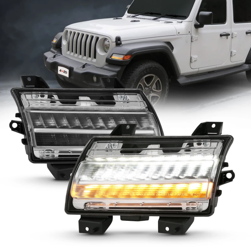 ANZO 18-19 Jeep Wrangler JL Halogen Chrom Klar mit sequentieller Signalleuchte